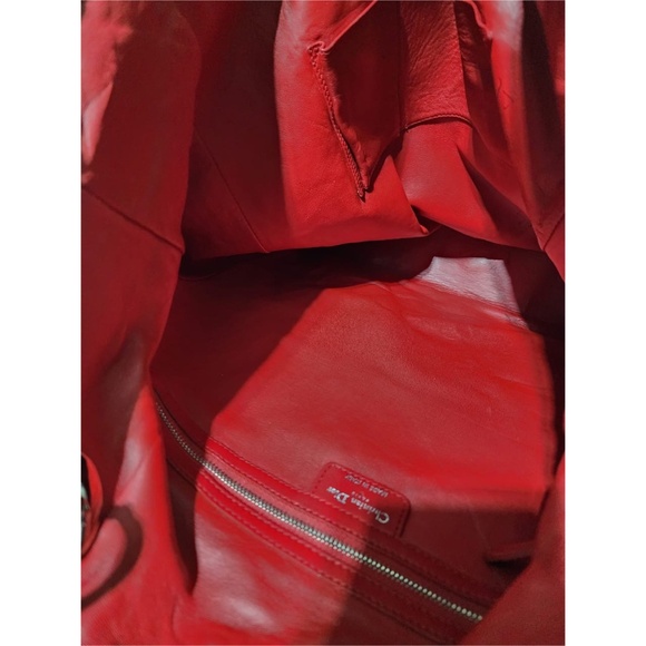 Authentic Christian Dior Lambskin Lady Dior Tote Red - Picture 7 of 15